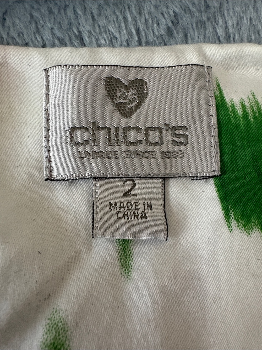 Chico's White Floral Sequin Zip Jacket with Green and Orange Print - Picture 2 of 6